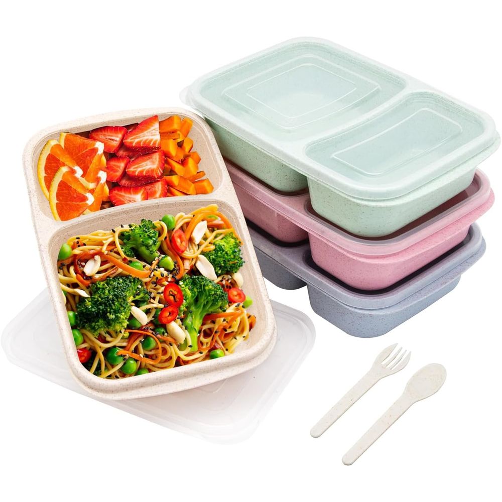 Meal Prep Microwave - 4 Pack Bento Lunch Box, 2