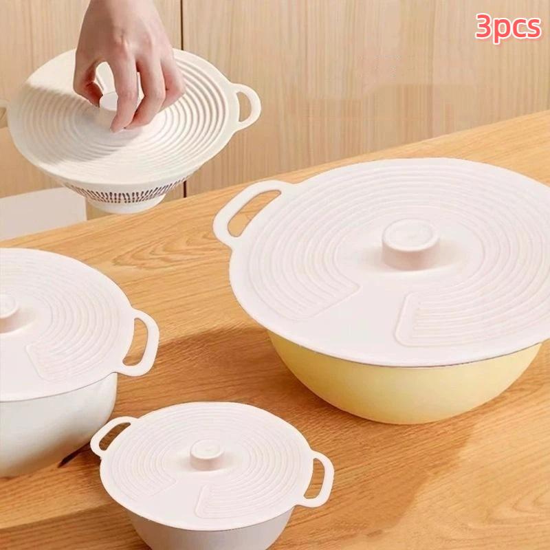 Meal Prep Microwave - 3Pcs Heat Resistant Silicone Lids With