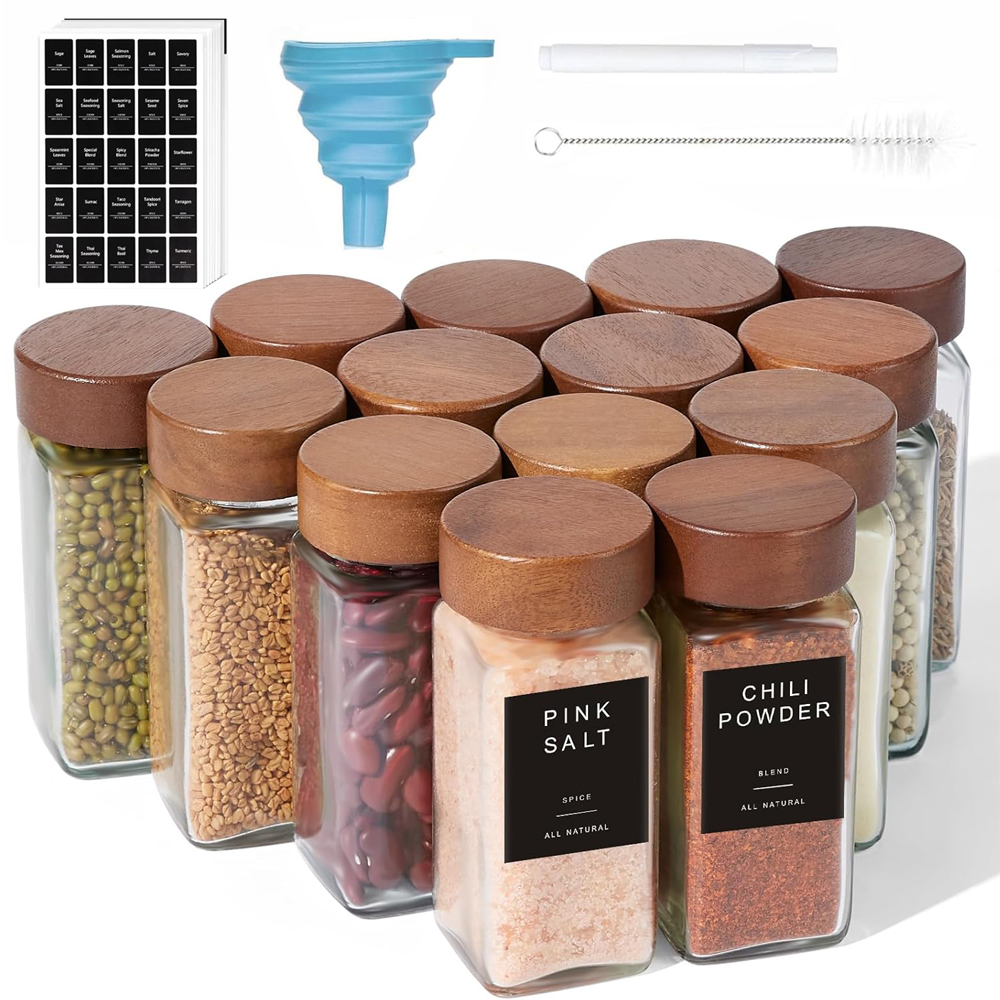 Spice Jar Labels - 12Pcs Glass Spice Jars with Labels