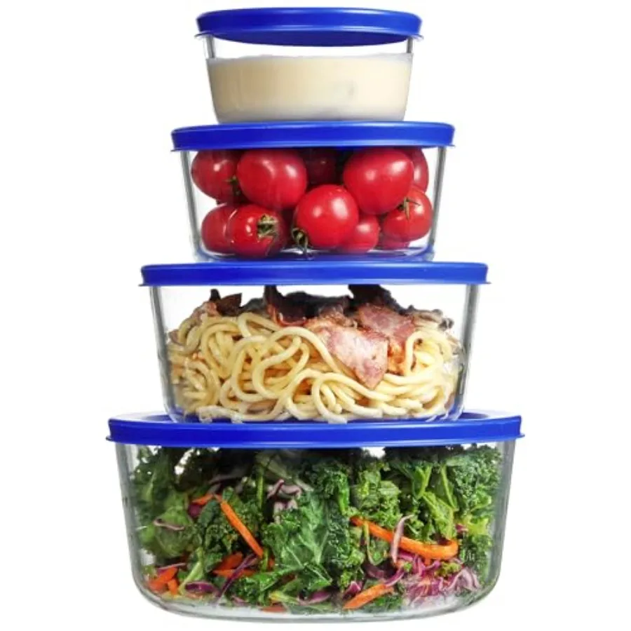 Meal Prep Microwave - 4 Pack Glass Bowls with Lids