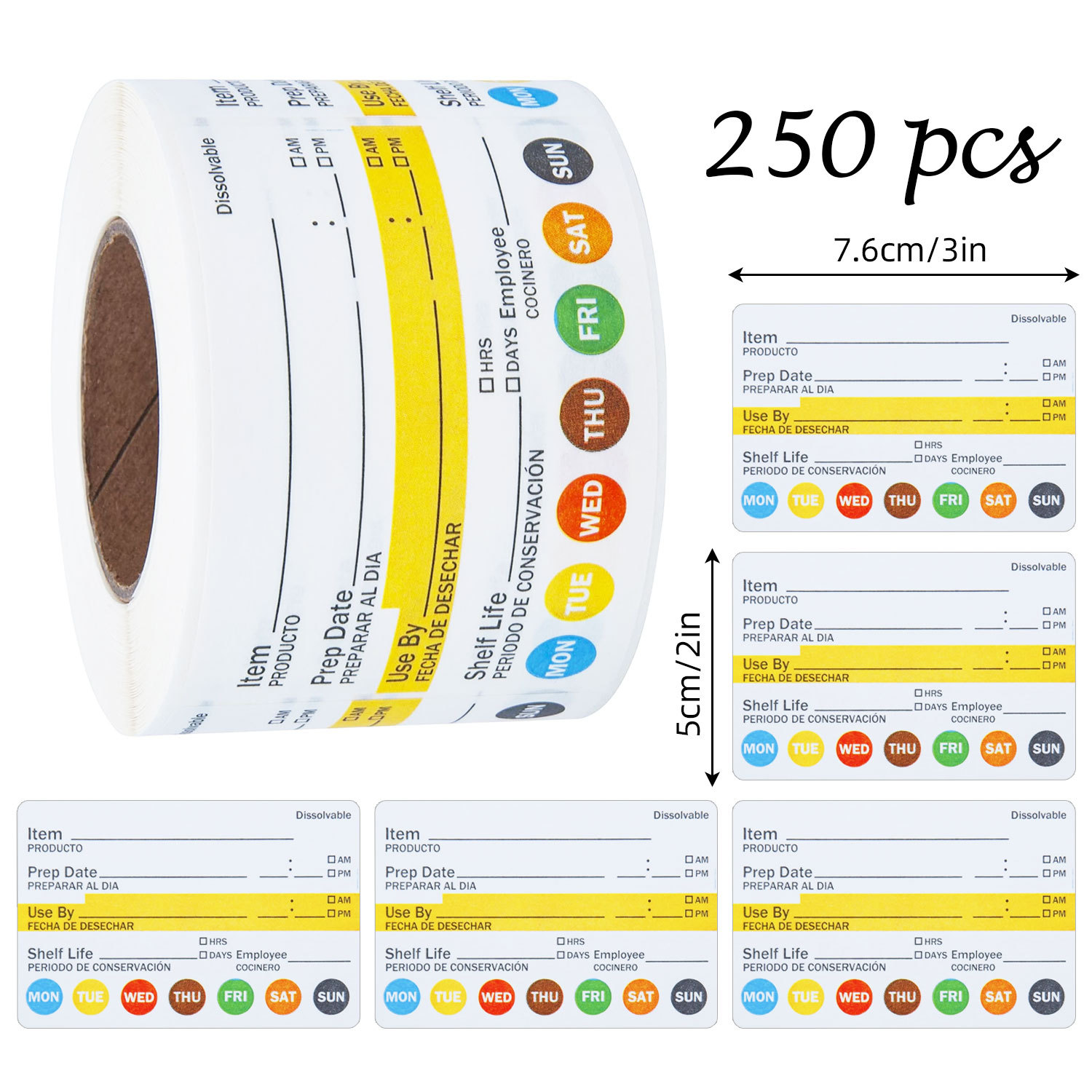 Meal Prep Jar - 250Pcs/Roll Food Date Labels Waterproof Food
