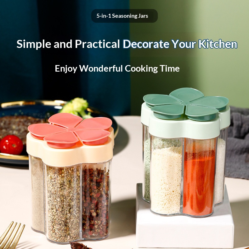 Spice Jar Labels - 1PC 5-Compartment Flip Spice Jar, Kitchen