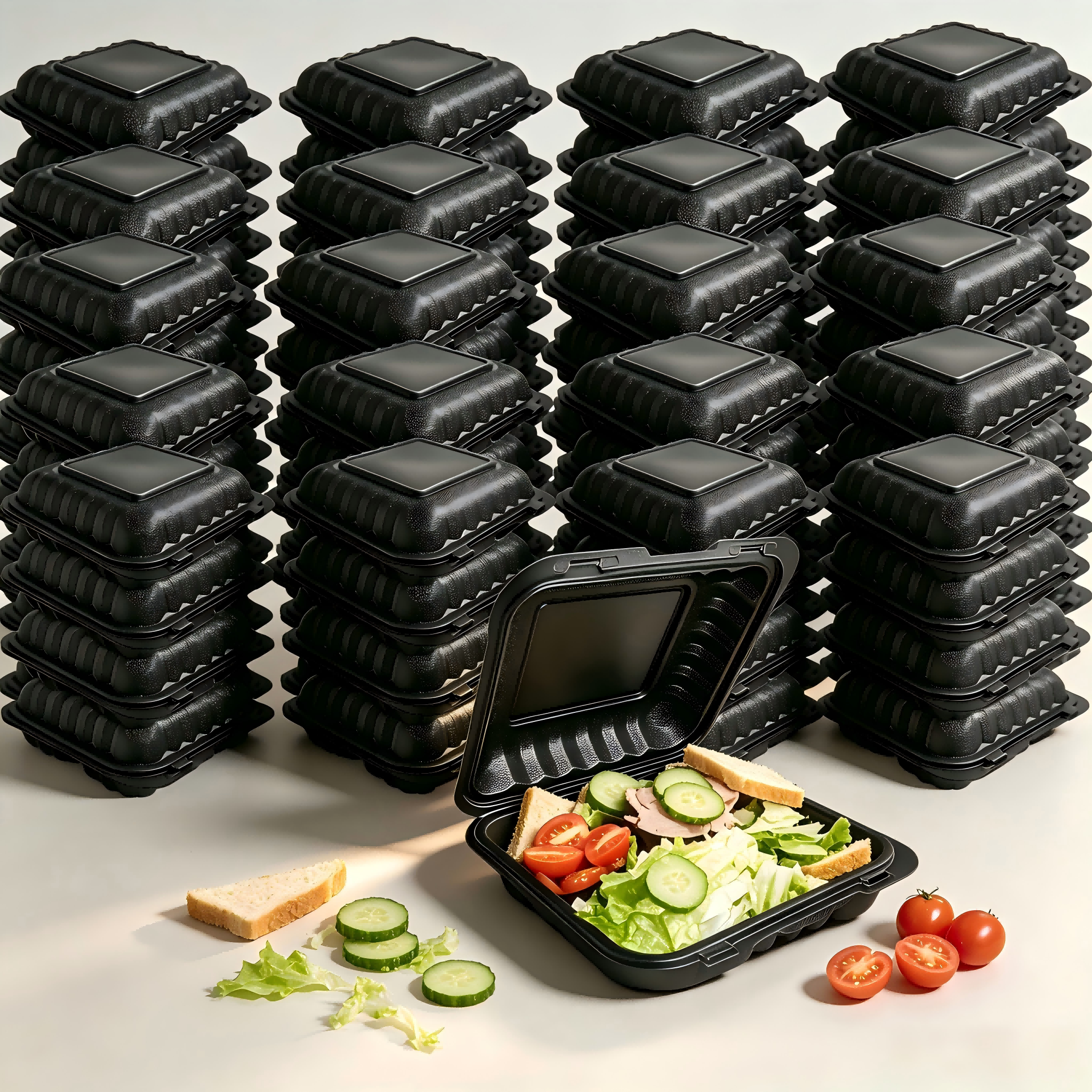 Meal Prep Microwave - 50-Piece Set Durable Heavy-Duty Black PP