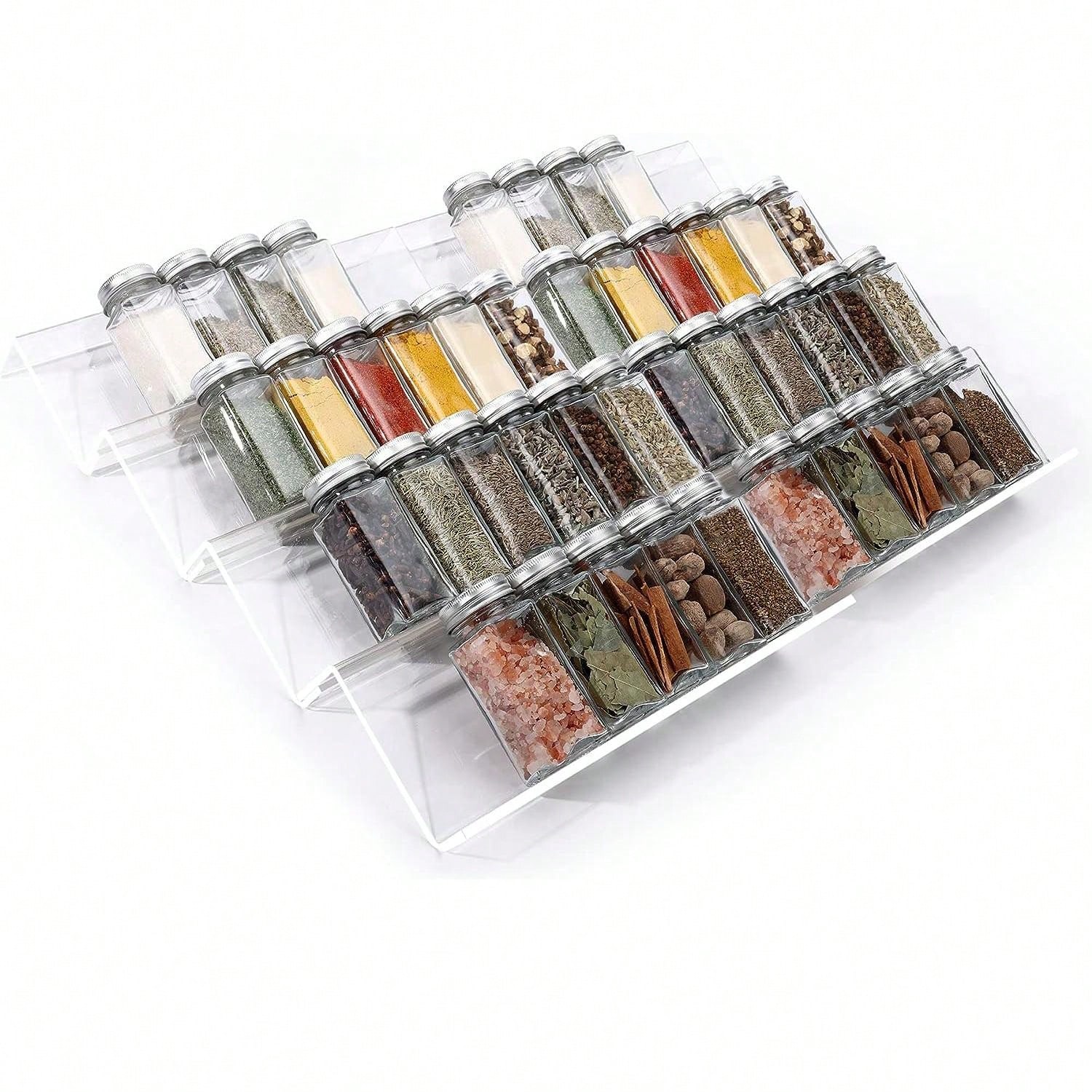 Spice Jar Labels - 4/2 Layer Spice Drawer Organizer Adjustable