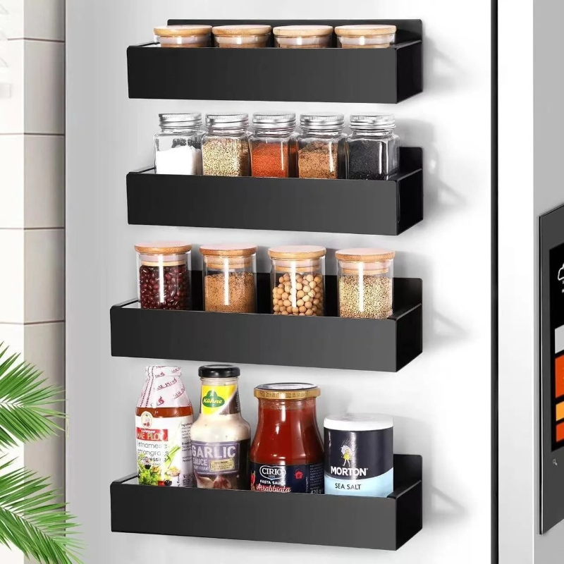 Spice Jar Labels - 2 Pack Black Magnetic Spice Rack