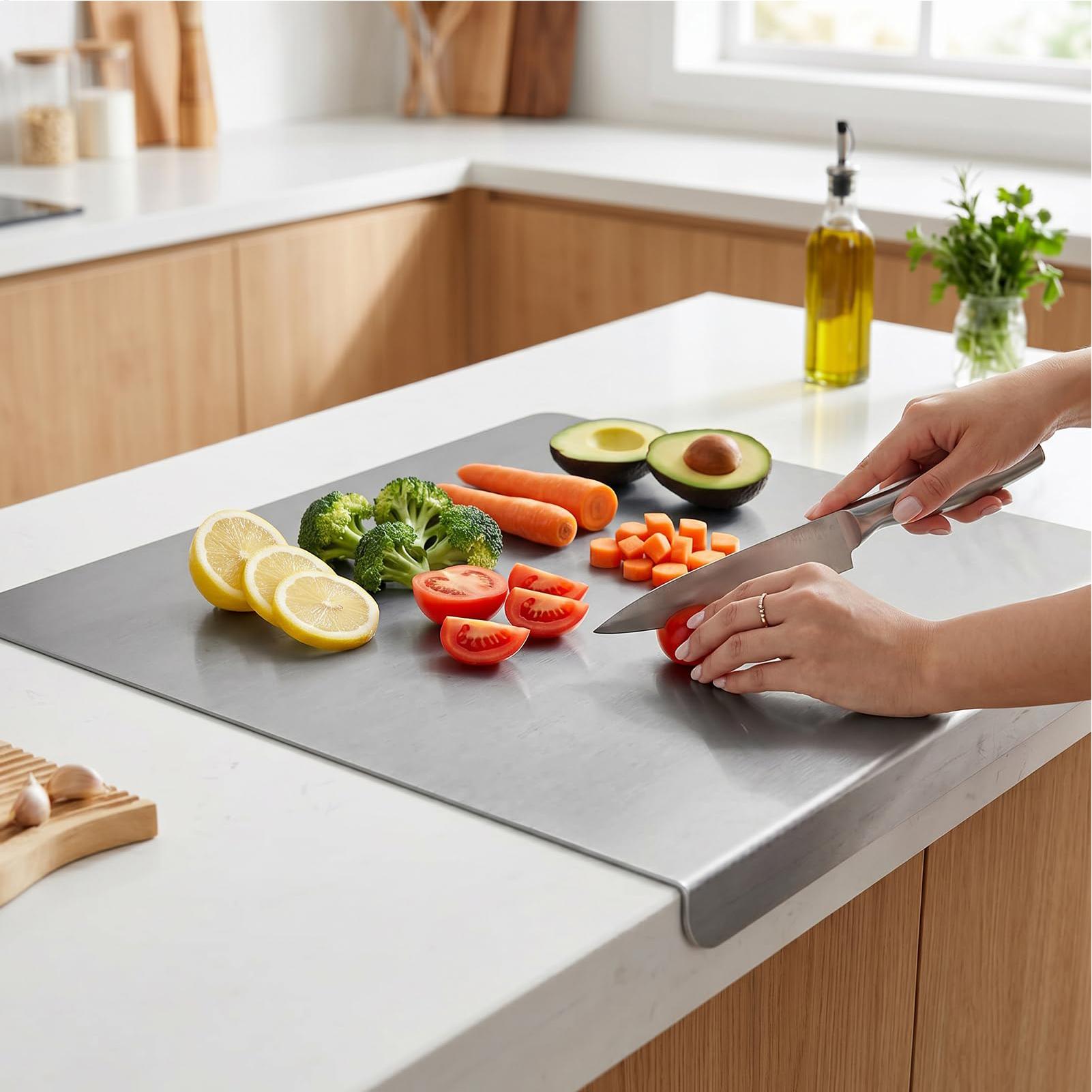 Meal Prep For Cutting - Non Slip Stainless Steel Cutting Board