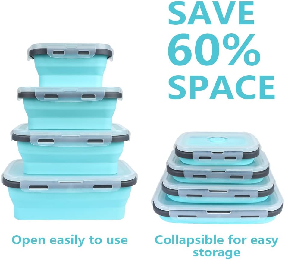 Meal Prep Chia Pudding - 4PS Collapsible Food Storage Containers with