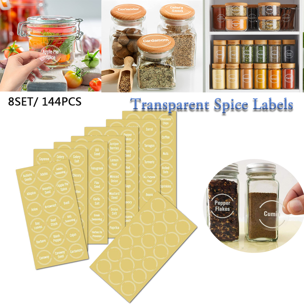 Spice Jar Labels - 144 Pcs/set Transparent Spice Jar Storage