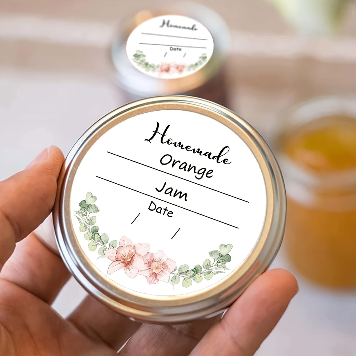 Spice Jar Labels - Watercolor Floral Canning Labels -5.08cm Write-On