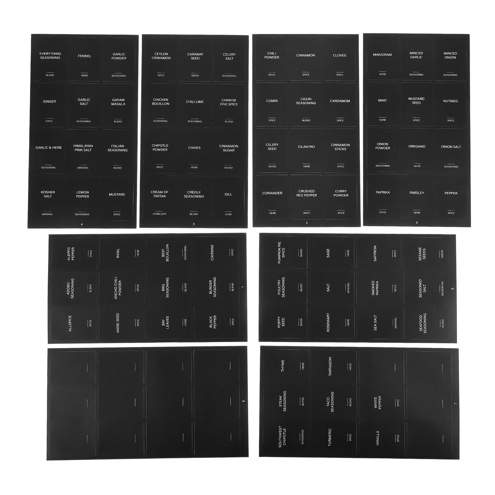 Spice Jar Labels - 32Pcs Spice Stickers Waterproof Rectangle Labels