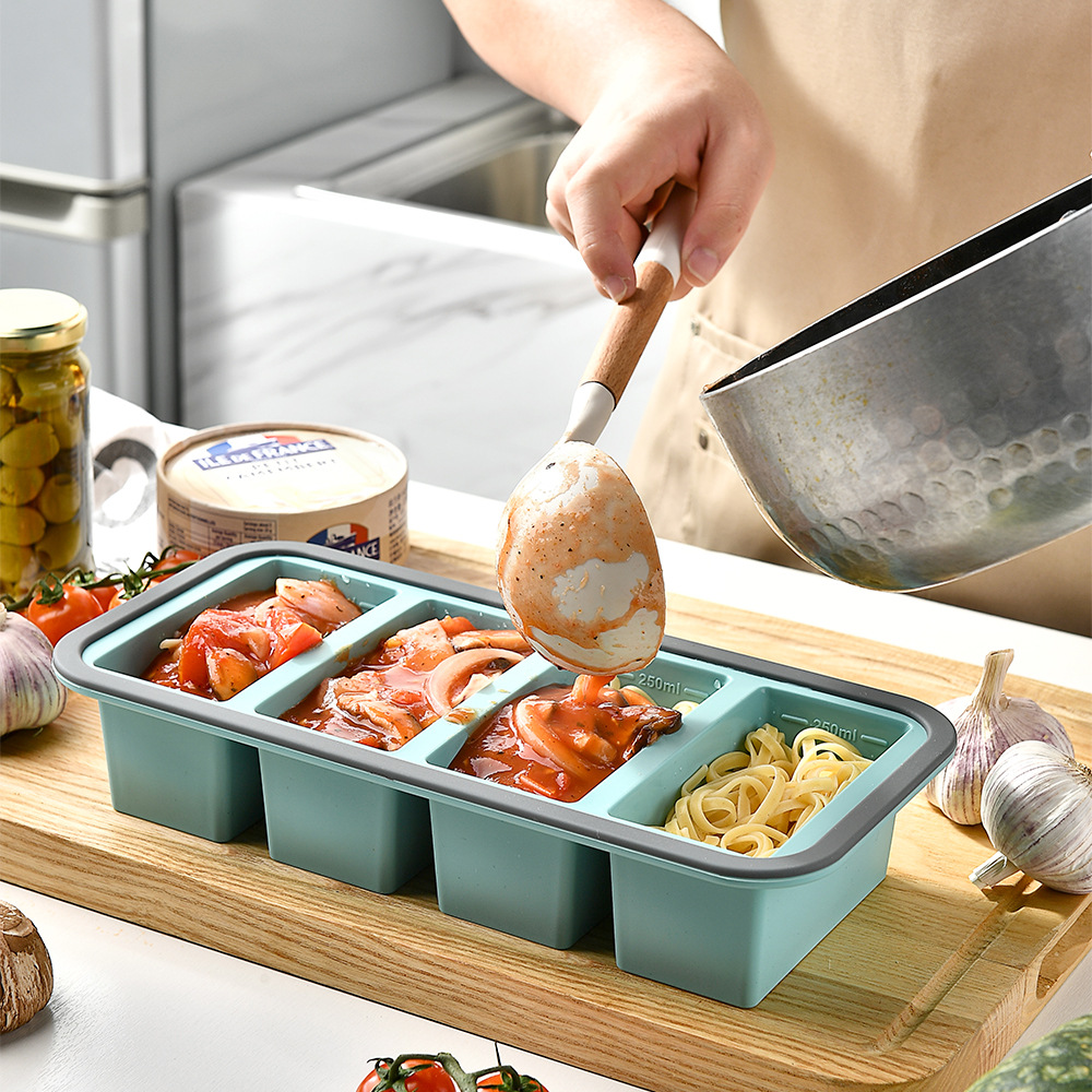 Meal Prep Chia Pudding - Divided Silicone Food Storage Container With