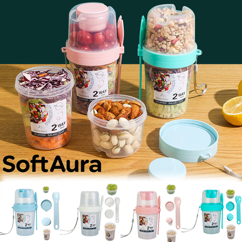 Meal Prep Jar - SoftAura Breakfast On The Go Cups