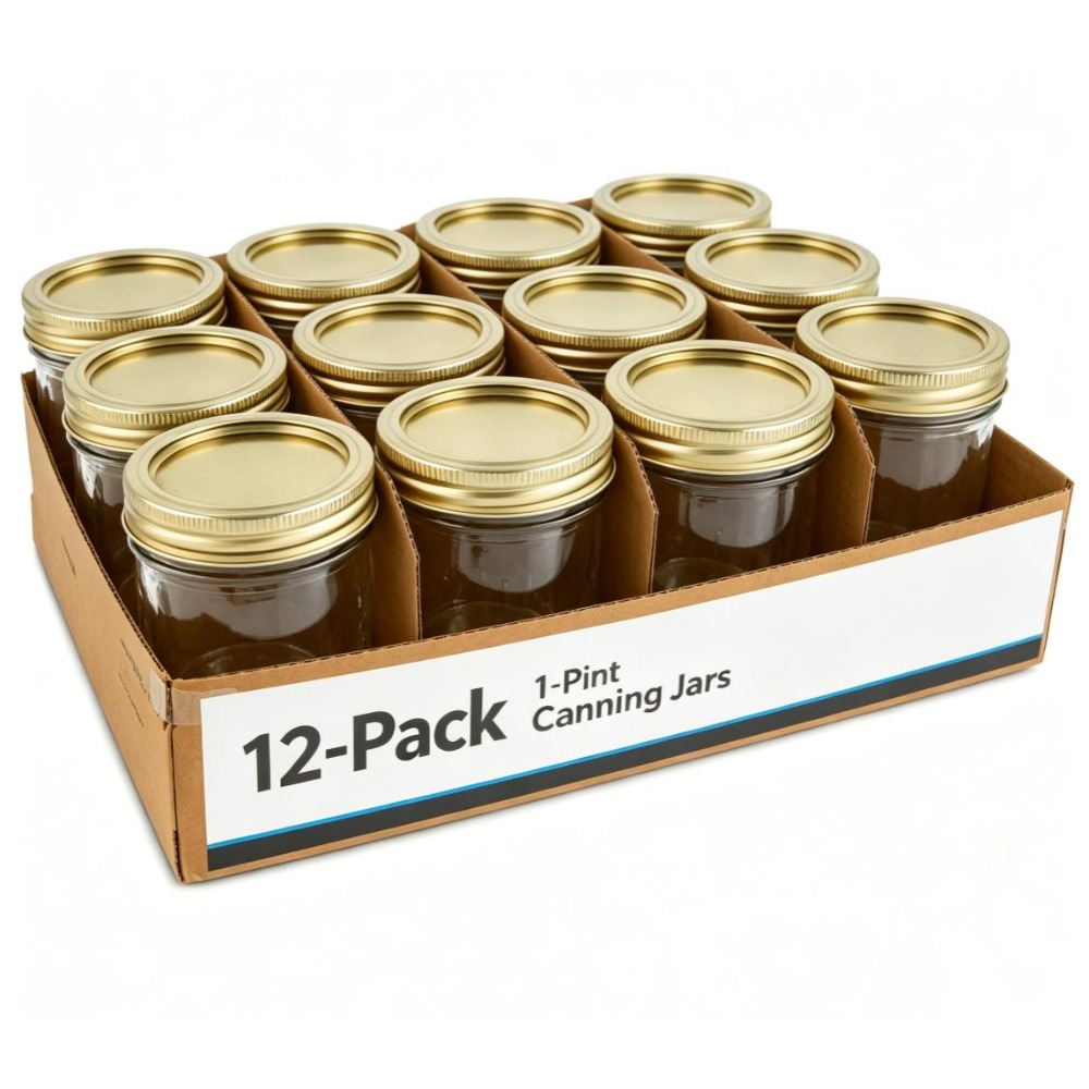 Meal Prep Jars With Lids - 12 Pack 16oz Wide Mouth Glass