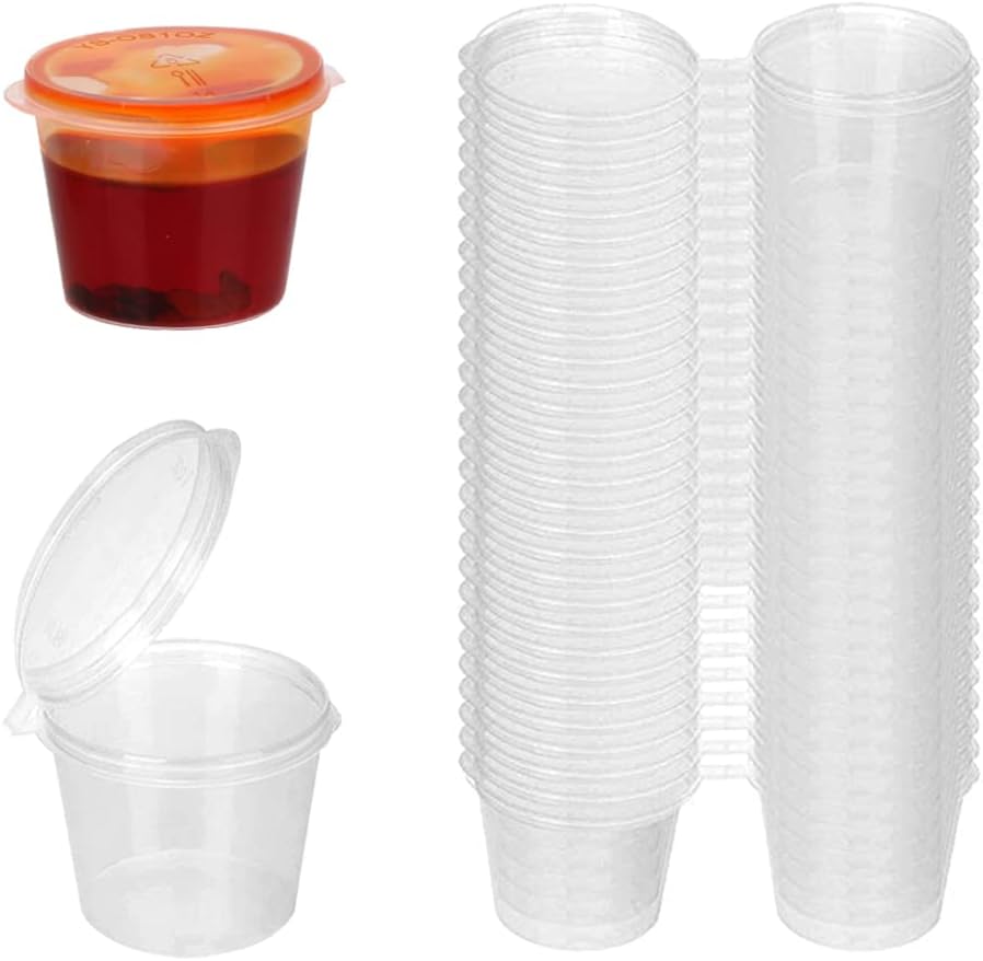 Meal Prep Jar - Disposable Clear Plastic Sauce Cups with