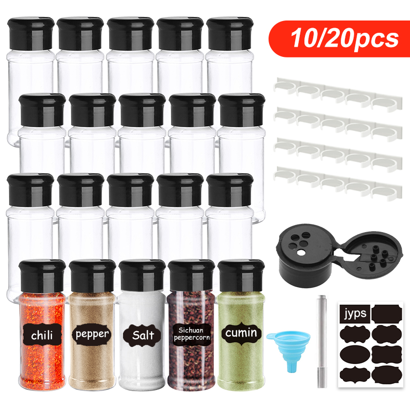 Spice Jar Labels - 5/10/15/20PC 3.3oz/100ml Empty Jars Plastic Spice