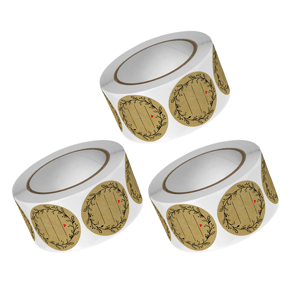 Spice Jar Labels - 3 Rolls Kraft Paper Round Label
