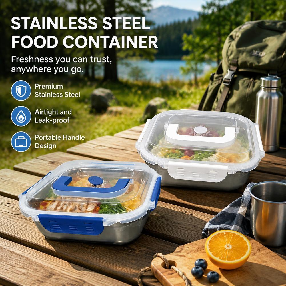 Meal Prep Jars With Lids - Stainless Steel Food Storage Container Airtight