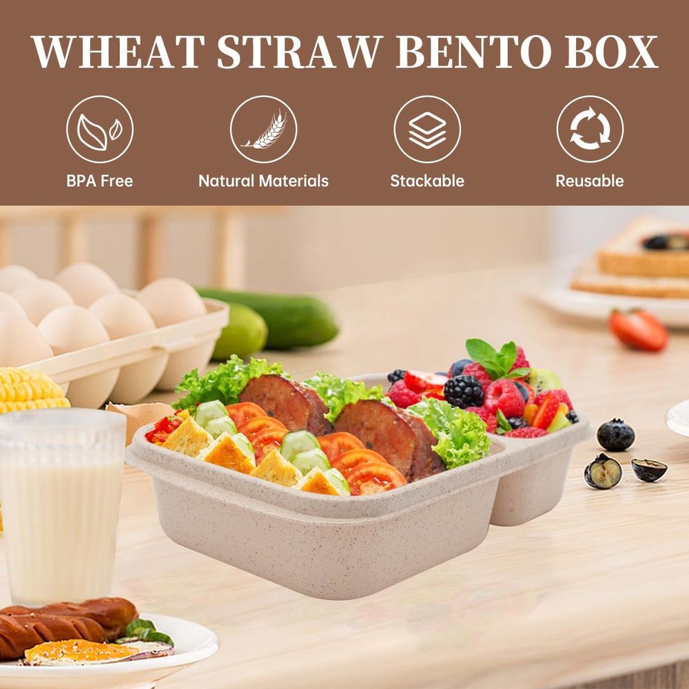 4 Pack Bento Lunch Box, 2 Comp - đánh giá và giá Meal Prep Microwave
