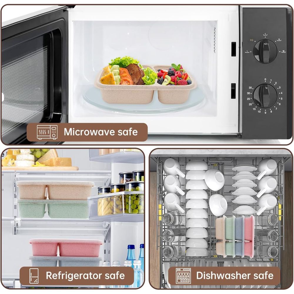 4 Pack Bento Lunch Box, 2 Comp - đánh giá và giá Meal Prep Microwave