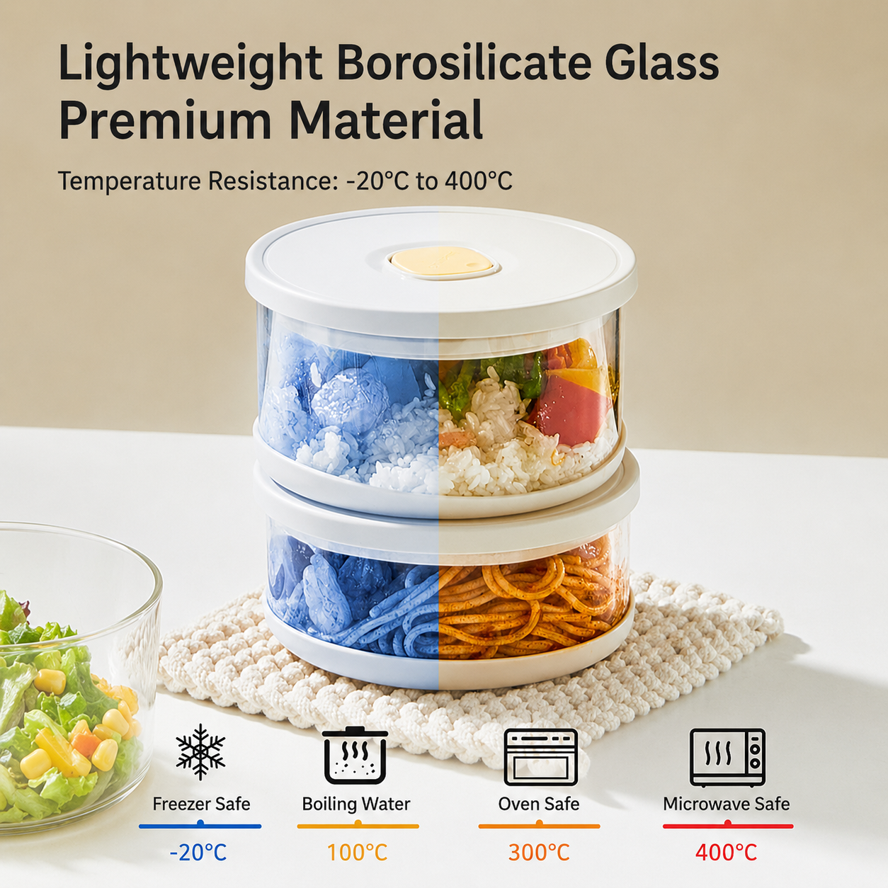 Glass Food Storage Container A - đánh giá và giá Meal Prep Frozen Food