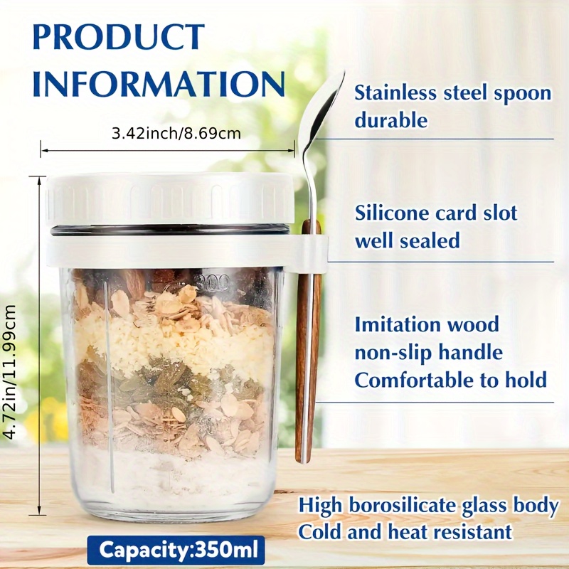 1pc/2pcs Glass Oatmeal Cup, Ov - đánh giá và giá Meal Prep Jar