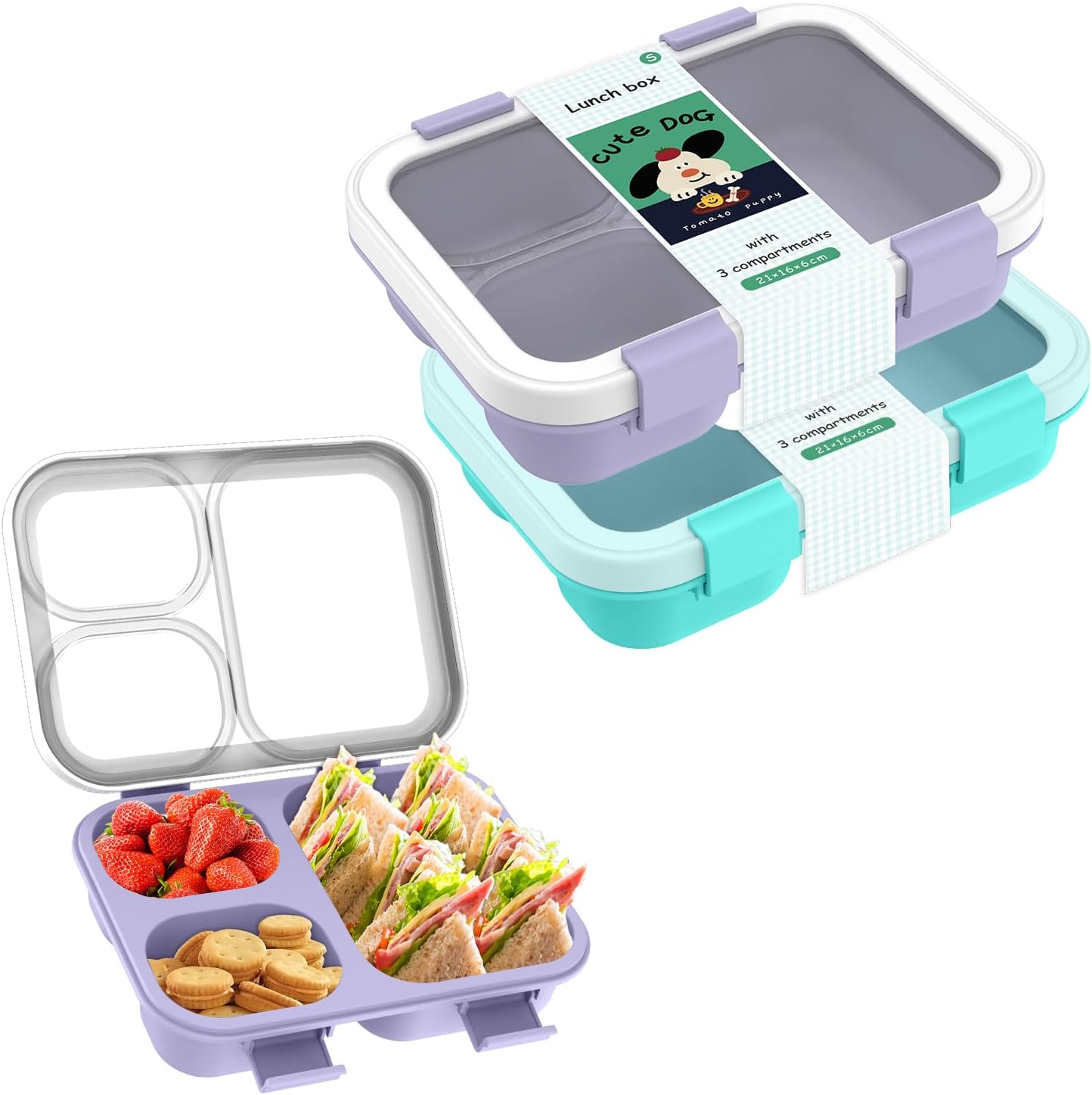 Lunch Box with Lids 3 Compartm - đánh giá và giá Meal Prep Jars With Lids