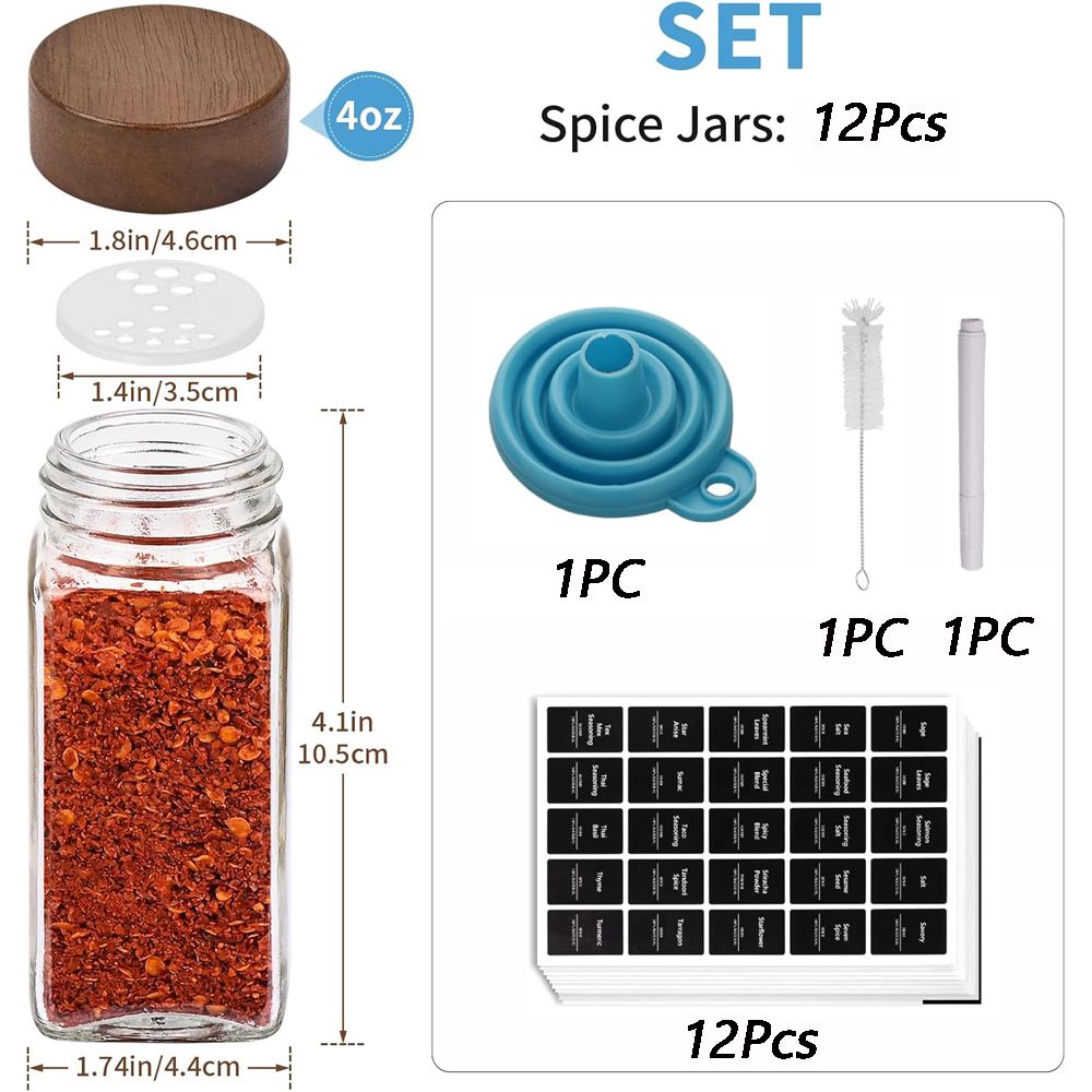 12Pcs Glass Spice Jars with La - đánh giá và giá Spice Jar Labels