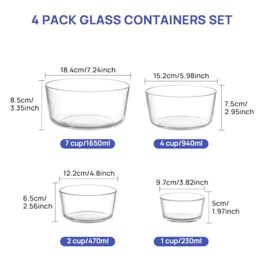 4 Pack Glass Bowls with Lids 1 - đánh giá và giá Meal Prep Microwave