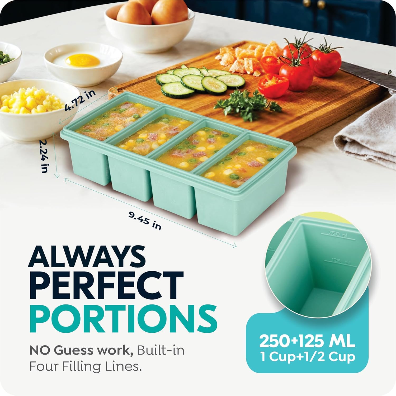 1000ML Silicone Freezer Tray w - đánh giá và giá Meal Prep Chia Pudding