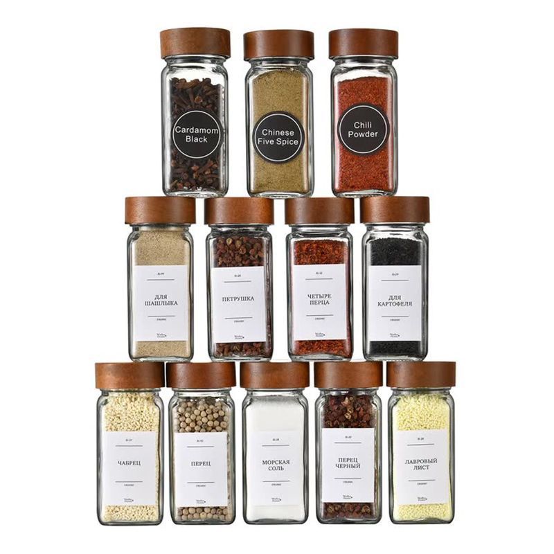 Square Spice Jars Set with Woo - đánh giá và giá Spice Jar Labels