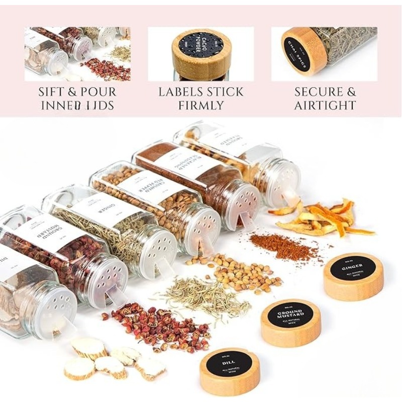 Square Spice Jars Set with Woo - đánh giá và giá Spice Jar Labels