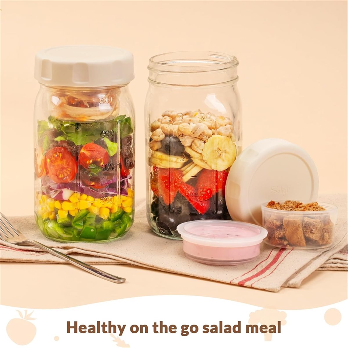 A67T NEW 4 Pack Glass Salad Ja - đánh giá và giá Meal Prep Jars With Lids