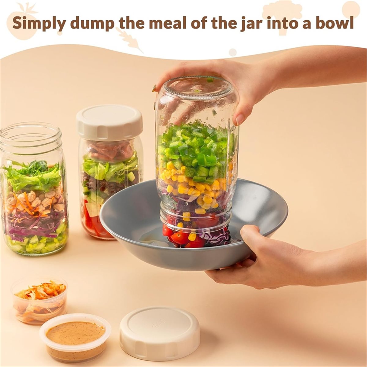 A67T NEW 4 Pack Glass Salad Ja - đánh giá và giá Meal Prep Jars With Lids