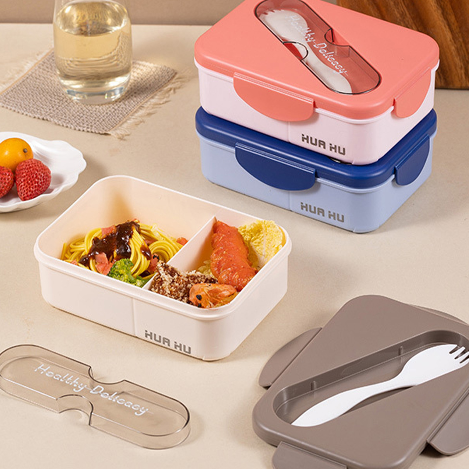 Student Lunch Box With Fork Pl - đánh giá và giá Meal Prep Microwave