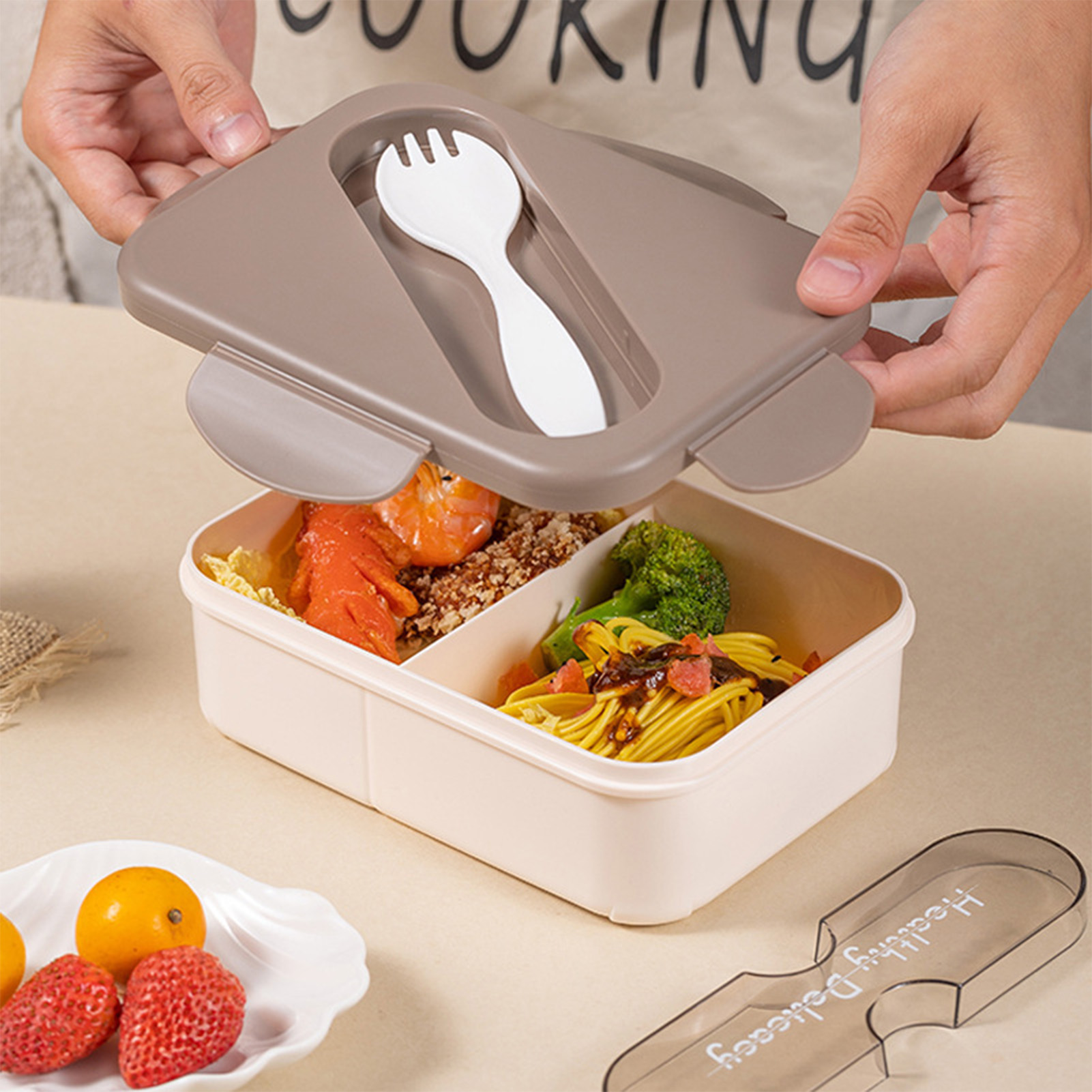 Student Lunch Box With Fork Pl - đánh giá và giá Meal Prep Microwave