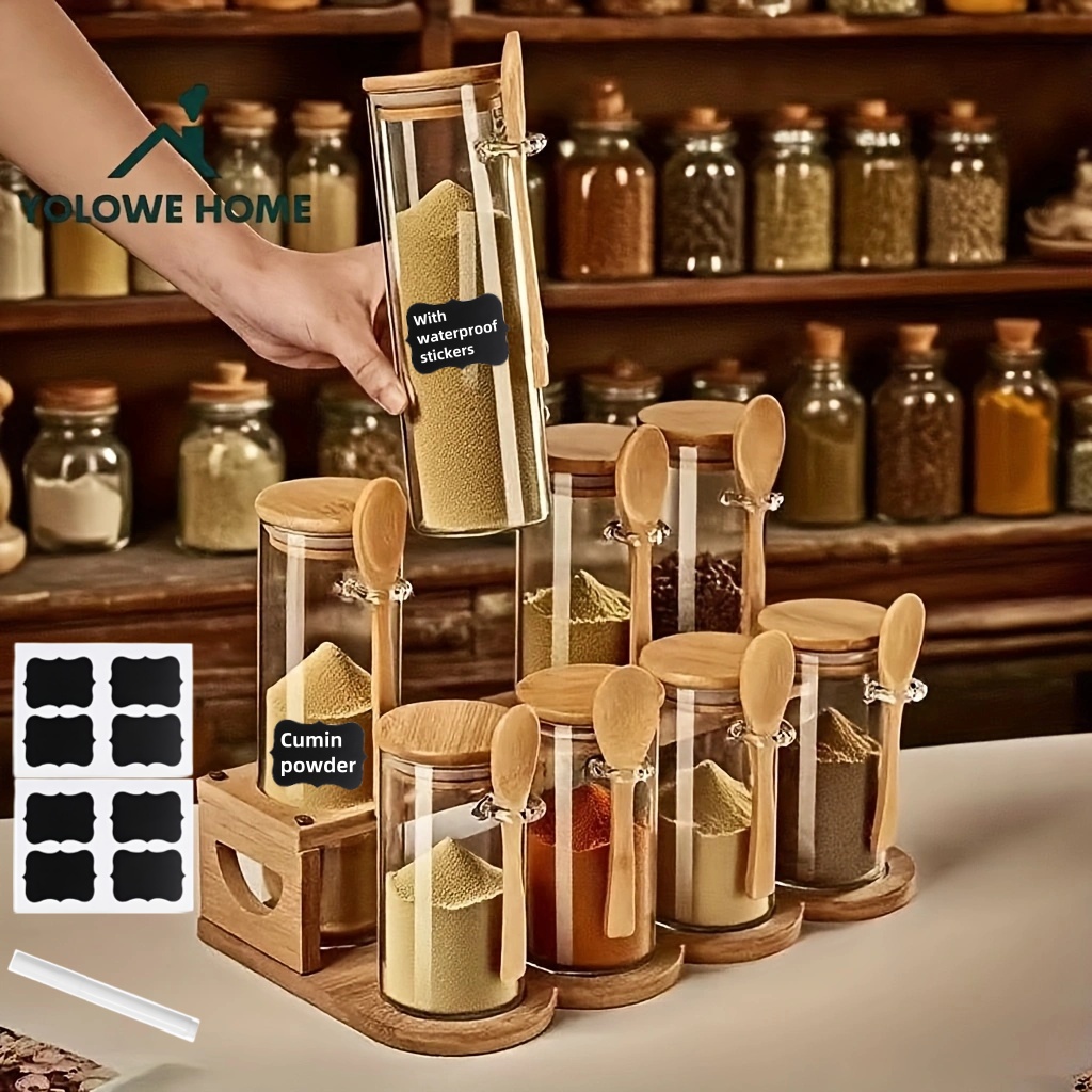 8-Piece Glass Storage Containe - đánh giá và giá Spice Jar Labels
