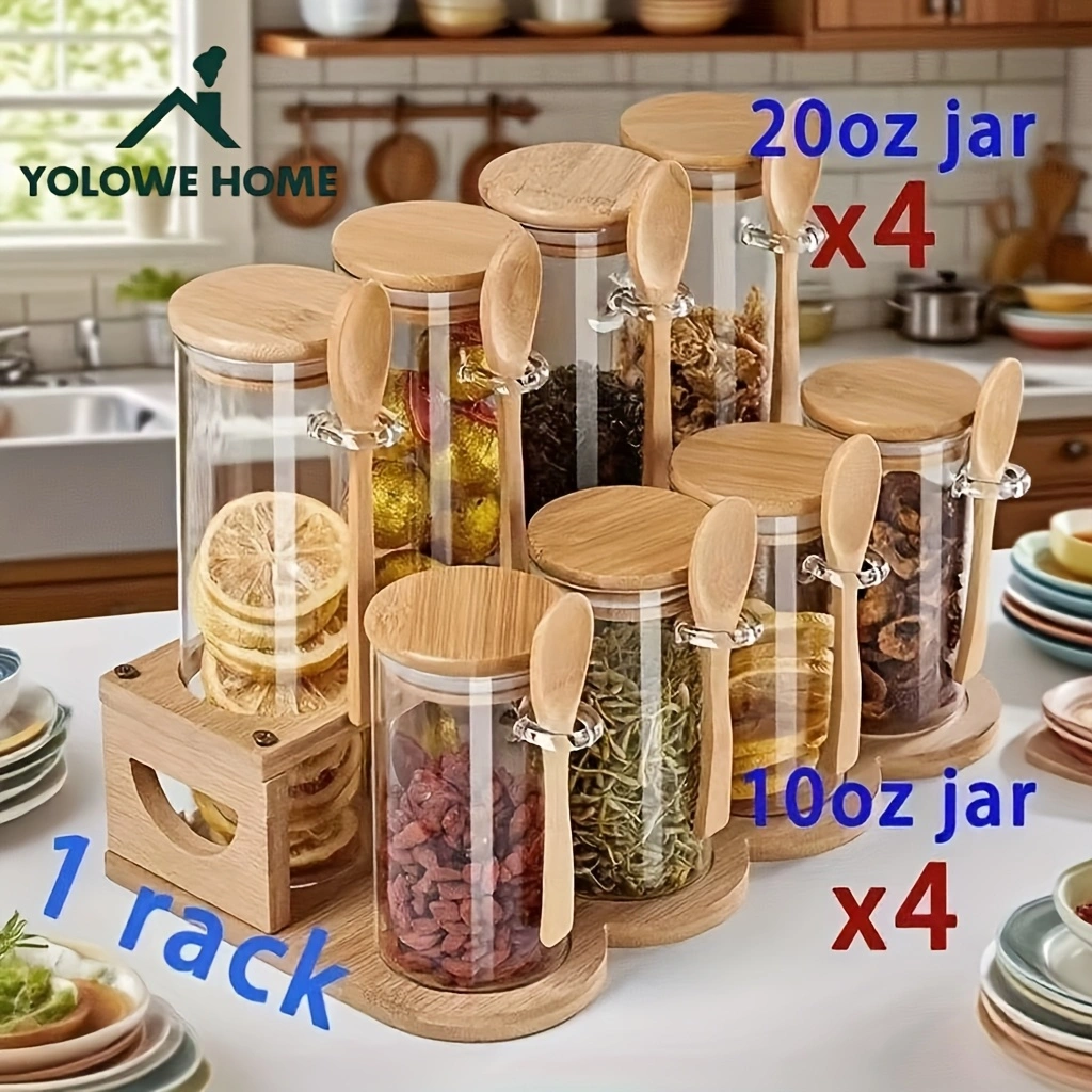 8-Piece Glass Storage Containe - đánh giá và giá Spice Jar Labels