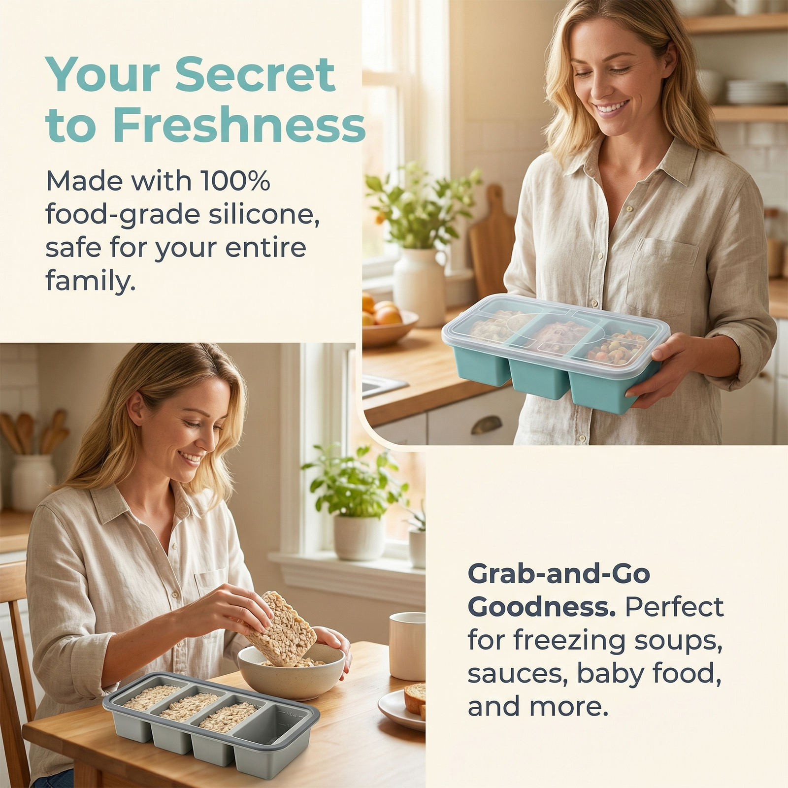 Soup Cube Tray With Lid Silico - đánh giá và giá Meal Prep Frozen Food