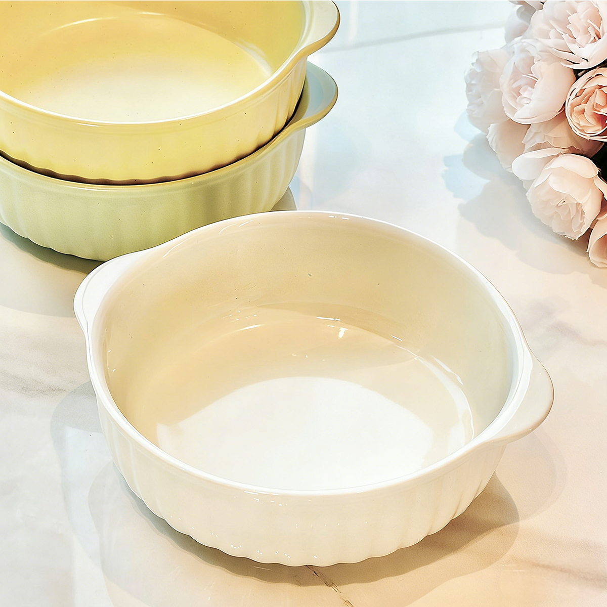 One Double-Ear Ceramic Bowl, O - đánh giá và giá Meal Prep Microwave